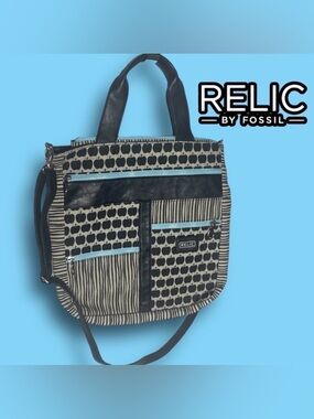 RELIC Apple Print Large Tote Shoulder Bag Handbag Purse Black